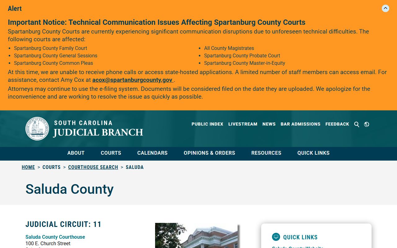 Saluda County court records South Carolina courthouse listing